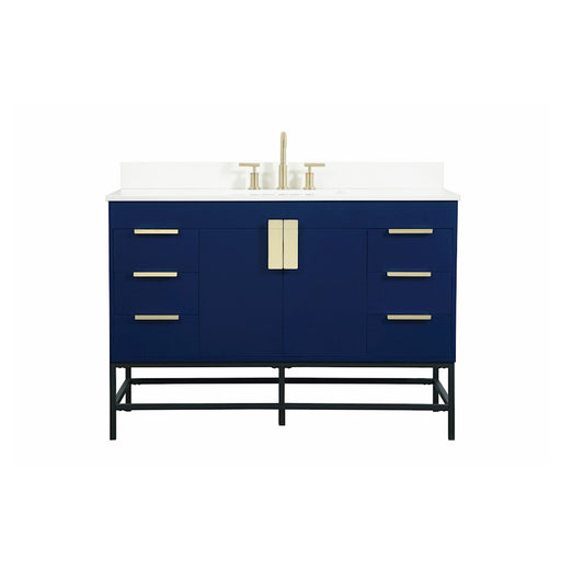Elegant Eugene 48" Single Bathroom Vanity, Blue/Backsplash - VF488W48MBL-BS