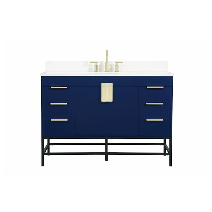 Elegant Eugene 48" Single Bathroom Vanity, Blue/Backsplash - VF488W48MBL-BS