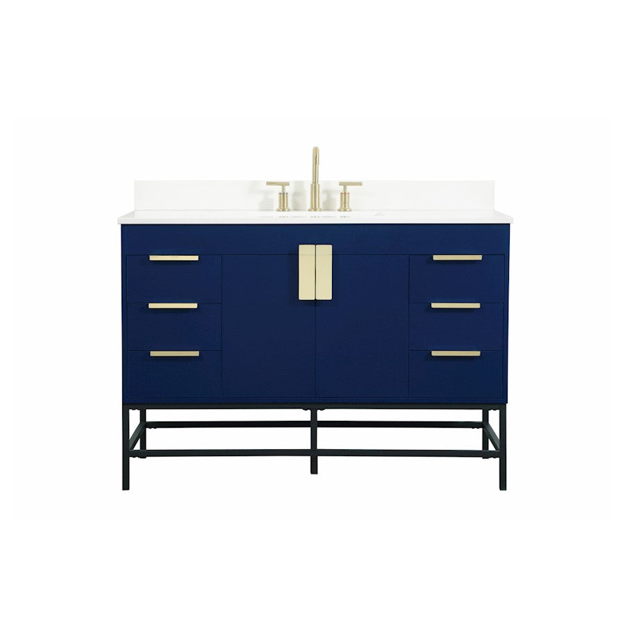 Elegant Eugene 48" Single Bathroom Vanity, Blue/Backsplash - VF488W48MBL-BS