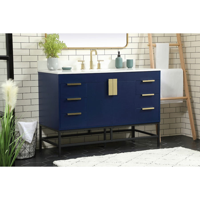 Elegant Eugene 48" Single Bathroom Vanity, Blue/Backsplash