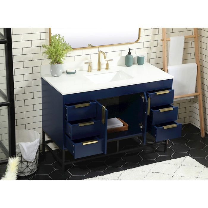 Elegant Eugene 48" Single Bathroom Vanity, Blue/Backsplash
