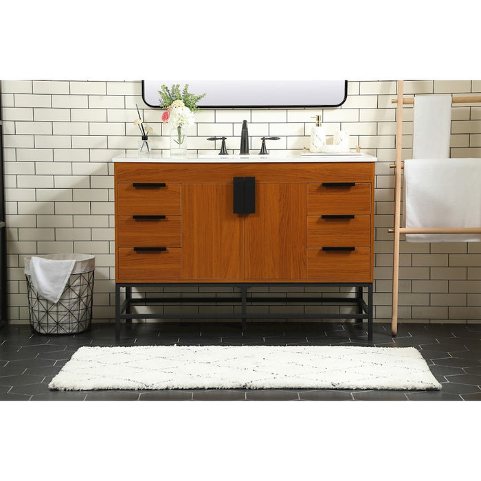 Elegant Kitchen/Bath Eugene 48" Single Bathroom Vanity, Teak