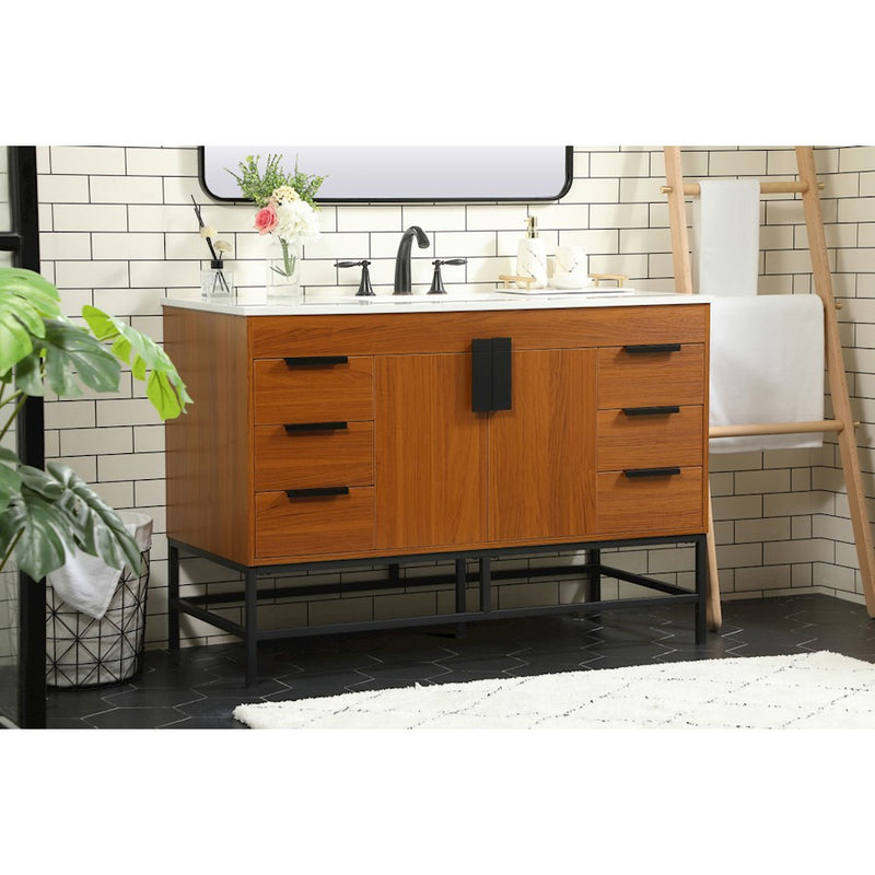 Elegant Kitchen/Bath Eugene 48" Single Bathroom Vanity, Teak
