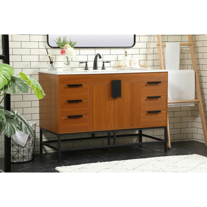 Elegant Kitchen/Bath Eugene 48" Single Bathroom Vanity, Teak