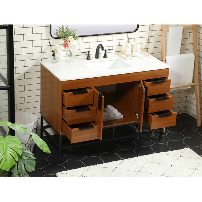 Elegant Kitchen/Bath Eugene 48" Single Bathroom Vanity, Teak