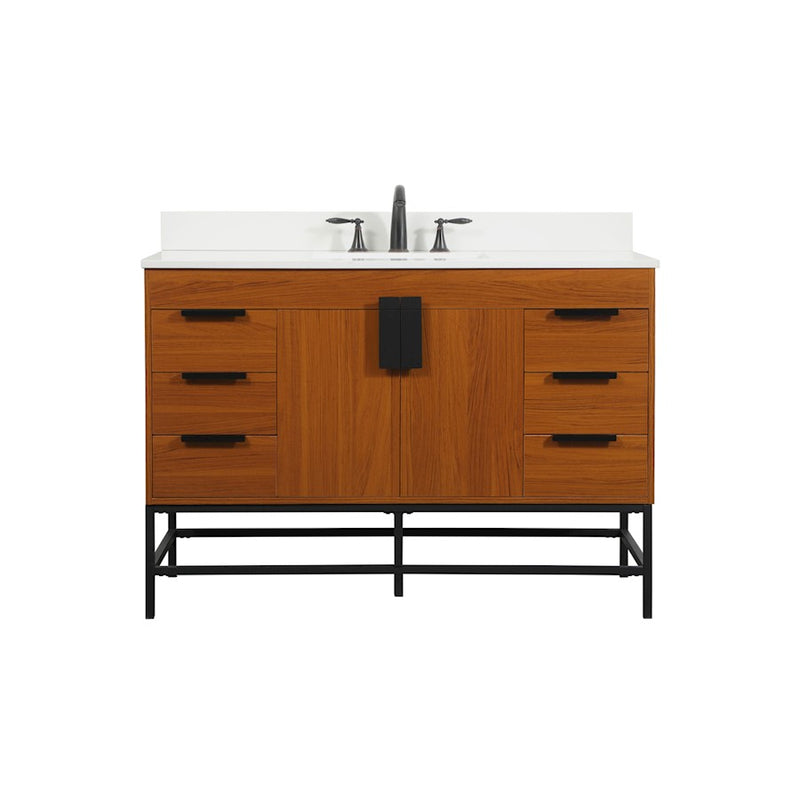 Elegant Eugene 48" Single Bathroom Vanity, Teak/Backsplash - VF488W48MTK-BS