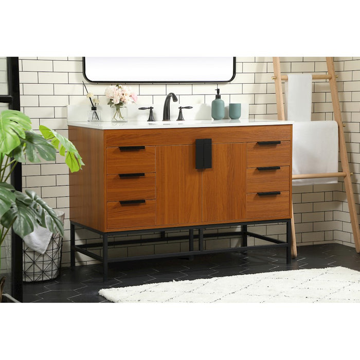 Elegant Eugene 48" Single Bathroom Vanity, Teak/Backsplash