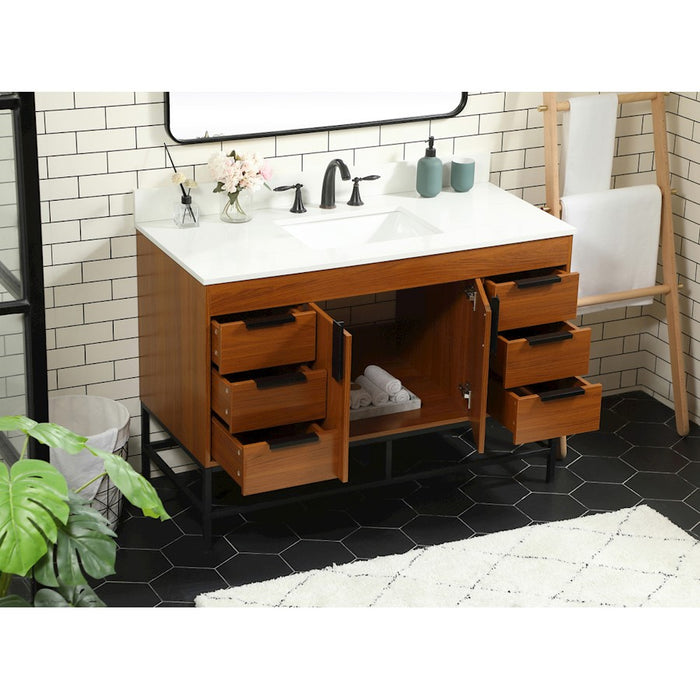 Elegant Eugene 48" Single Bathroom Vanity, Teak/Backsplash