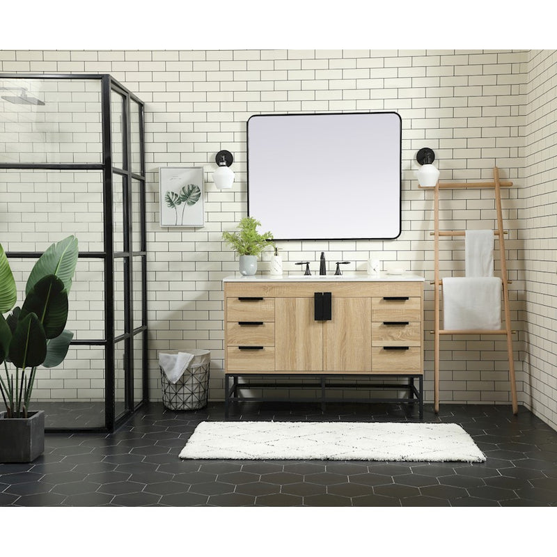Elegant Eugene 48" Single Bathroom Vanity, Teak/Backsplash