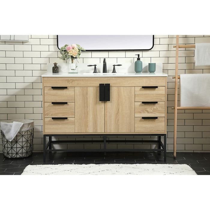 Elegant Eugene 48" Single Bathroom Vanity, Mango Wood/Backsplash