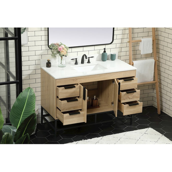 Elegant Eugene 48" Single Bathroom Vanity, Mango Wood/Backsplash