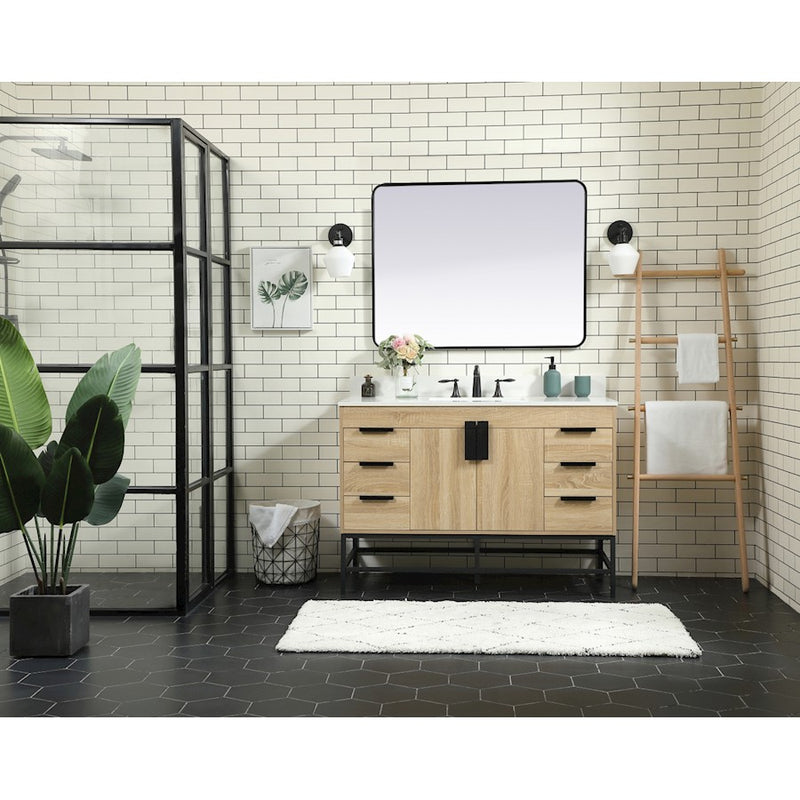 Elegant Eugene 48" Single Bathroom Vanity, Mango Wood/Backsplash