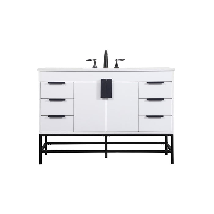 Elegant Kitchen/Bath Eugene 48" Single Bathroom Vanity, White - VF488W48MWH
