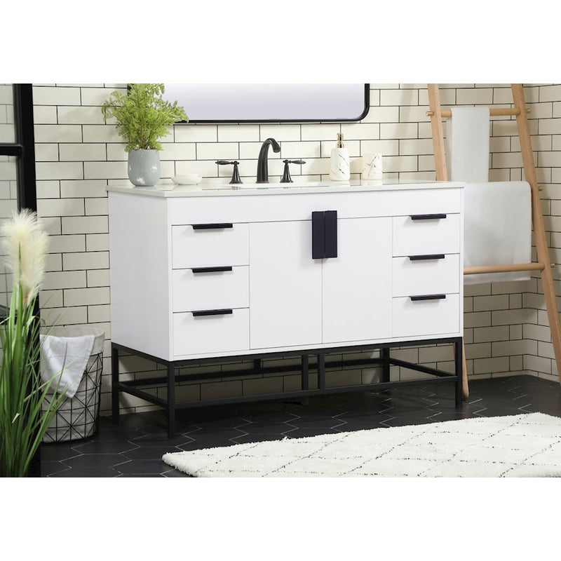 Elegant Kitchen/Bath Eugene 48" Single Bathroom Vanity, White