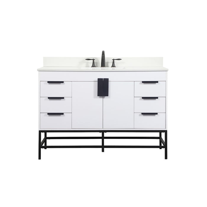 Elegant Eugene 48" Single Bathroom Vanity, White/Backsplash - VF488W48MWH-BS