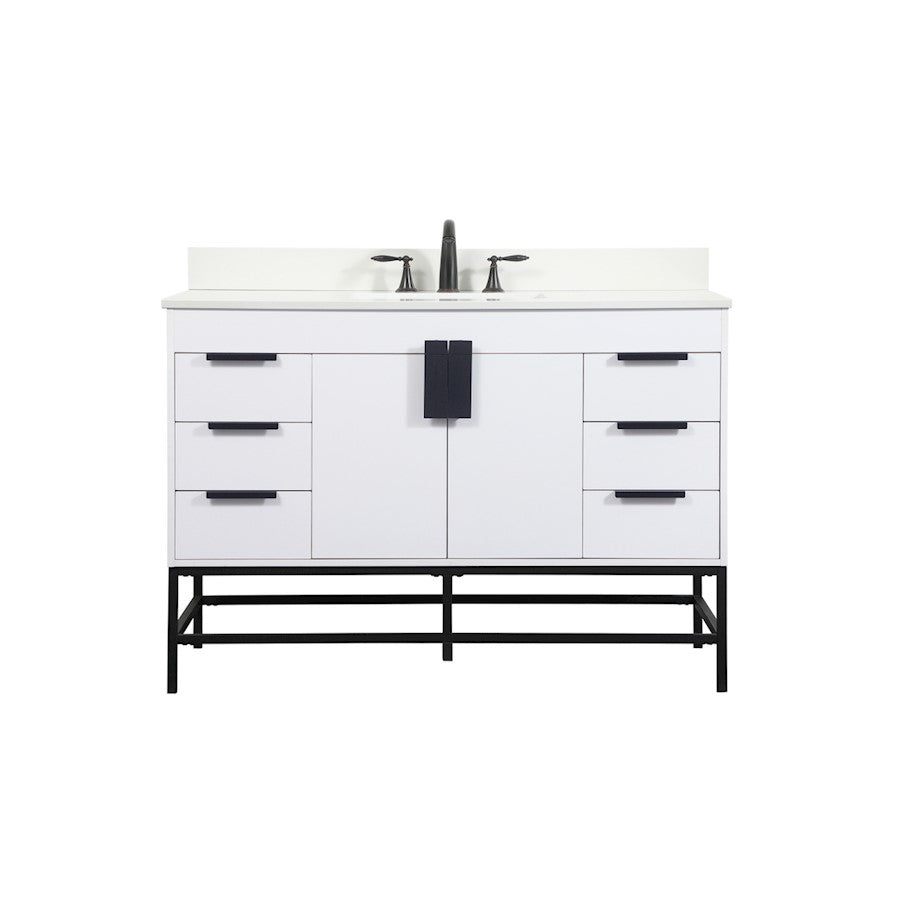 Elegant Eugene 48" Single Bathroom Vanity, White/Backsplash - VF488W48MWH-BS