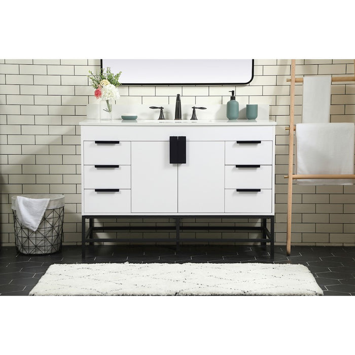Elegant Eugene 48" Single Bathroom Vanity, White/Backsplash