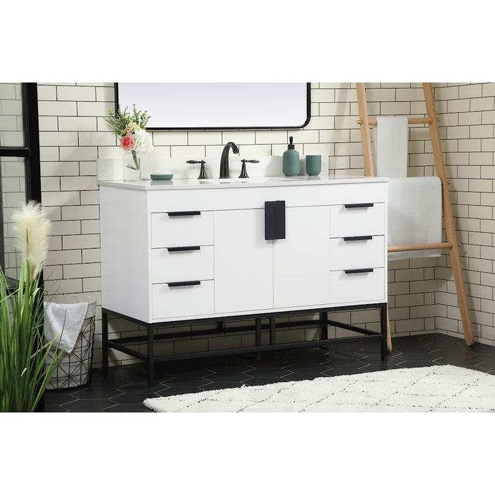 Elegant Eugene 48" Single Bathroom Vanity, White/Backsplash