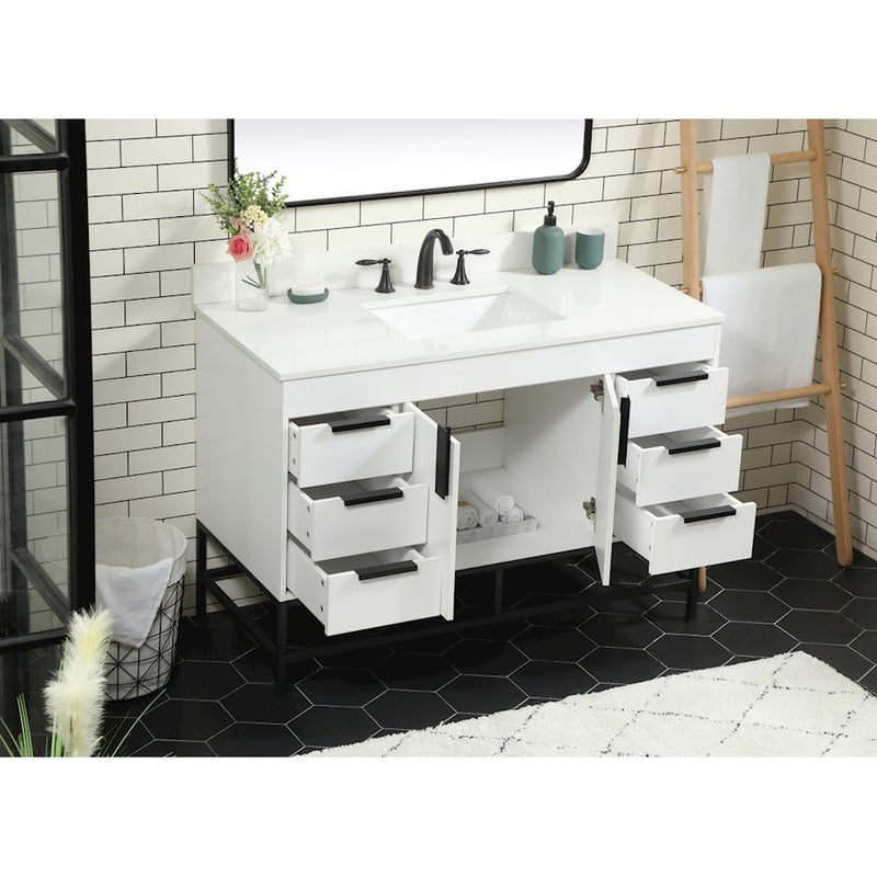Elegant Eugene 48" Single Bathroom Vanity, White/Backsplash