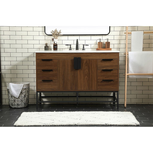 Elegant Kitchen/Bath Eugene 48" Single Bathroom Vanity, Walnut