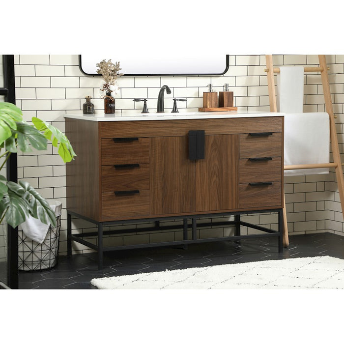 Elegant Kitchen/Bath Eugene 48" Single Bathroom Vanity, Walnut