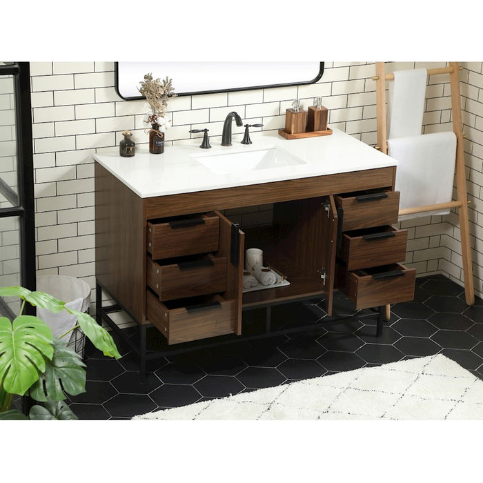 Elegant Kitchen/Bath Eugene 48" Single Bathroom Vanity, Walnut