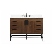 Elegant Eugene 48" Single Bathroom Vanity, Walnut/Backsplash - VF488W48MWT-BS