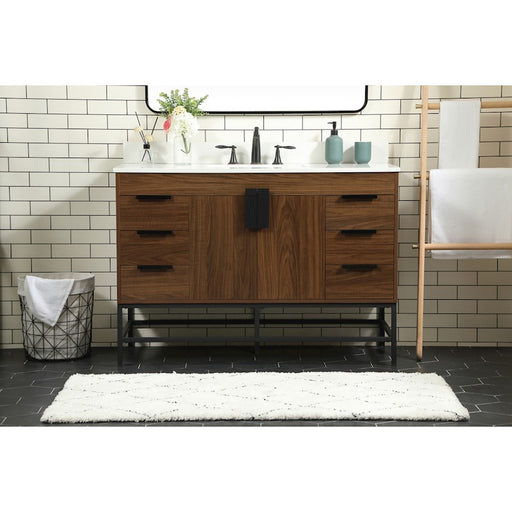 Elegant Eugene 48" Single Bathroom Vanity, Walnut/Backsplash