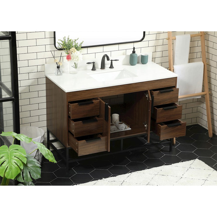 Elegant Eugene 48" Single Bathroom Vanity, Walnut/Backsplash