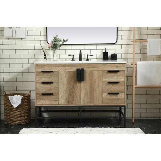 Elegant Kitchen/Bath Eugene 48" Single Bathroom Vanity, Natural Oak
