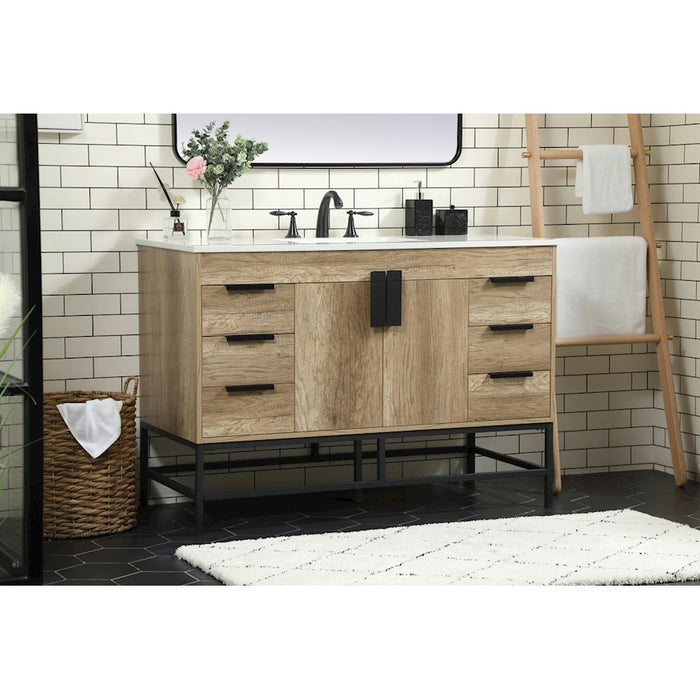 Elegant Kitchen/Bath Eugene 48" Single Bathroom Vanity, Natural Oak