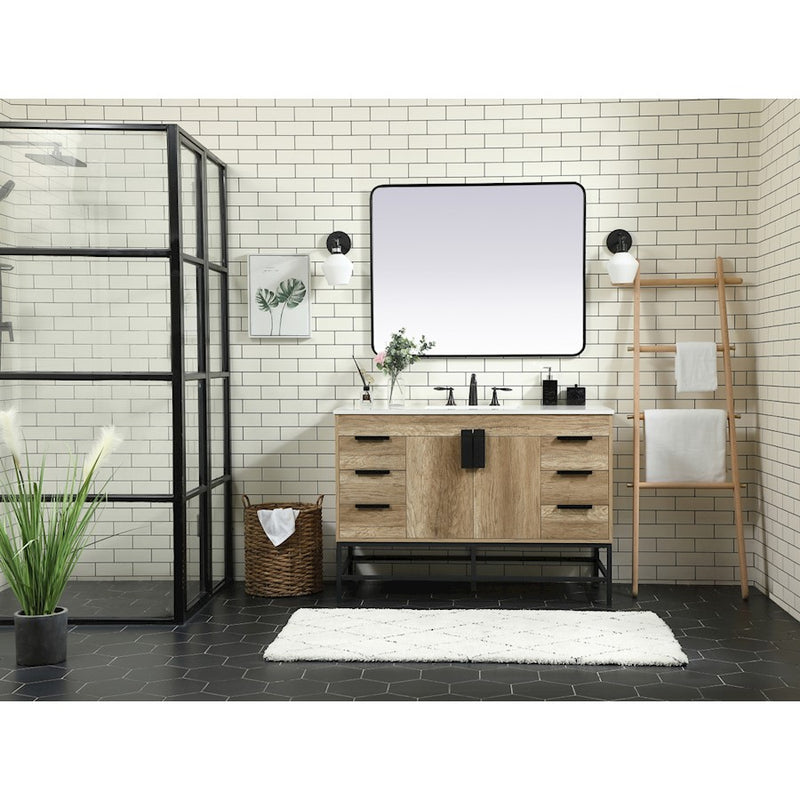 Elegant Kitchen/Bath Eugene 48" Single Bathroom Vanity, Natural Oak