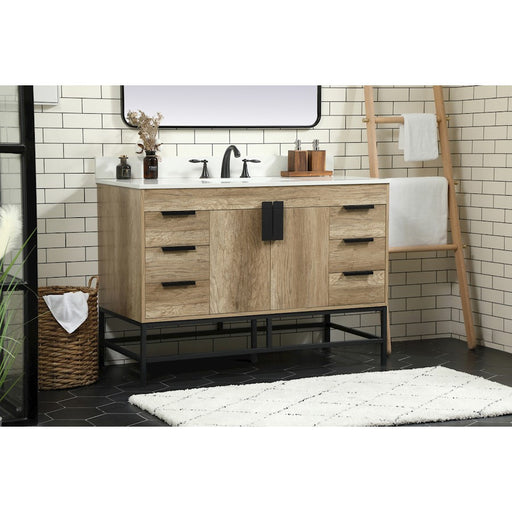 Elegant Eugene 48" Single Vanity, Natural Oak/Backsplash