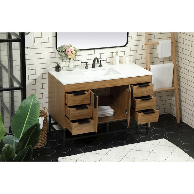 Elegant Eugene 48" Single Bathroom Vanity, Walnut Brown