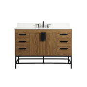 Elegant Eugene 48" Single Vanity, Walnut Brown/Backsplash - VF488W48WB-BS