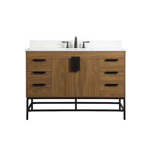 Elegant Eugene 48" Single Vanity, Walnut Brown/Backsplash - VF488W48WB-BS
