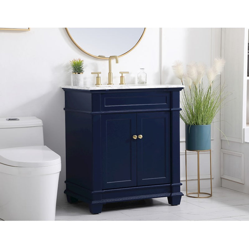 Elegant Kitchen/Bath Wesley 30" Single Bathroom Vanity Set, Blue