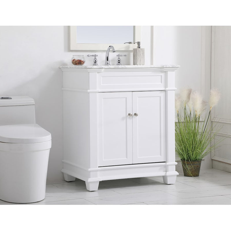 Elegant Kitchen/Bath Wesley 30" Single Bathroom Vanity Set, White