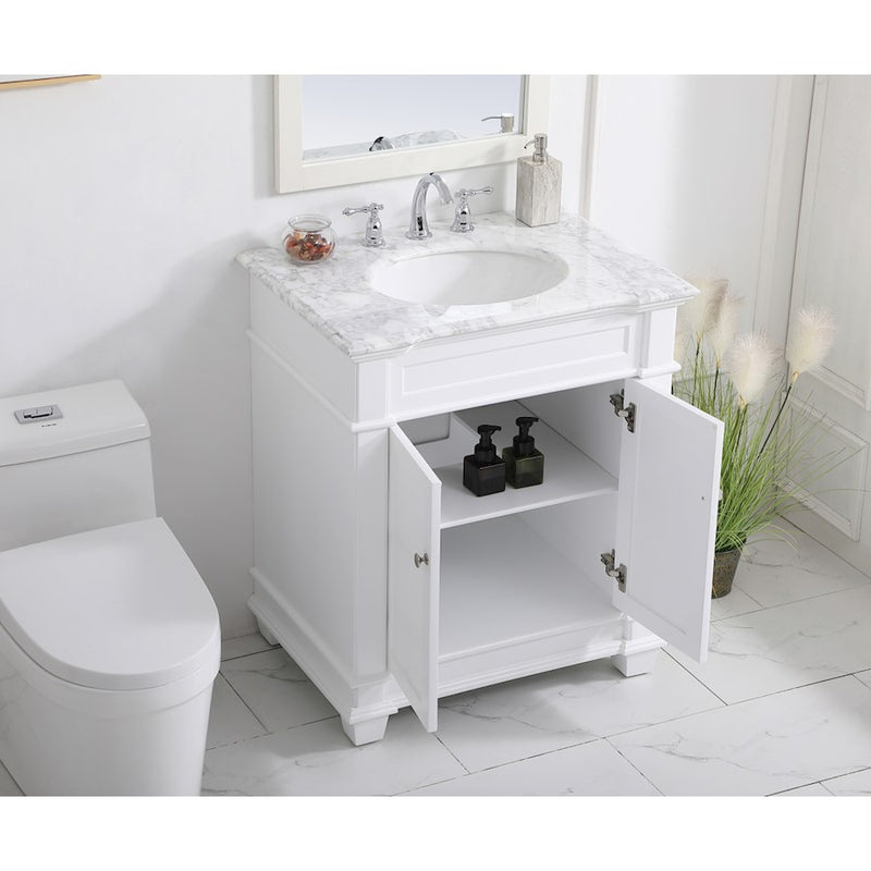 Elegant Kitchen/Bath Wesley 30" Single Bathroom Vanity Set, White