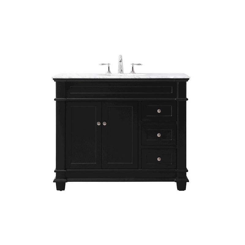 Elegant Kitchen/Bath Wesley 42" Single Bathroom Vanity Set, Black - VF50042BK
