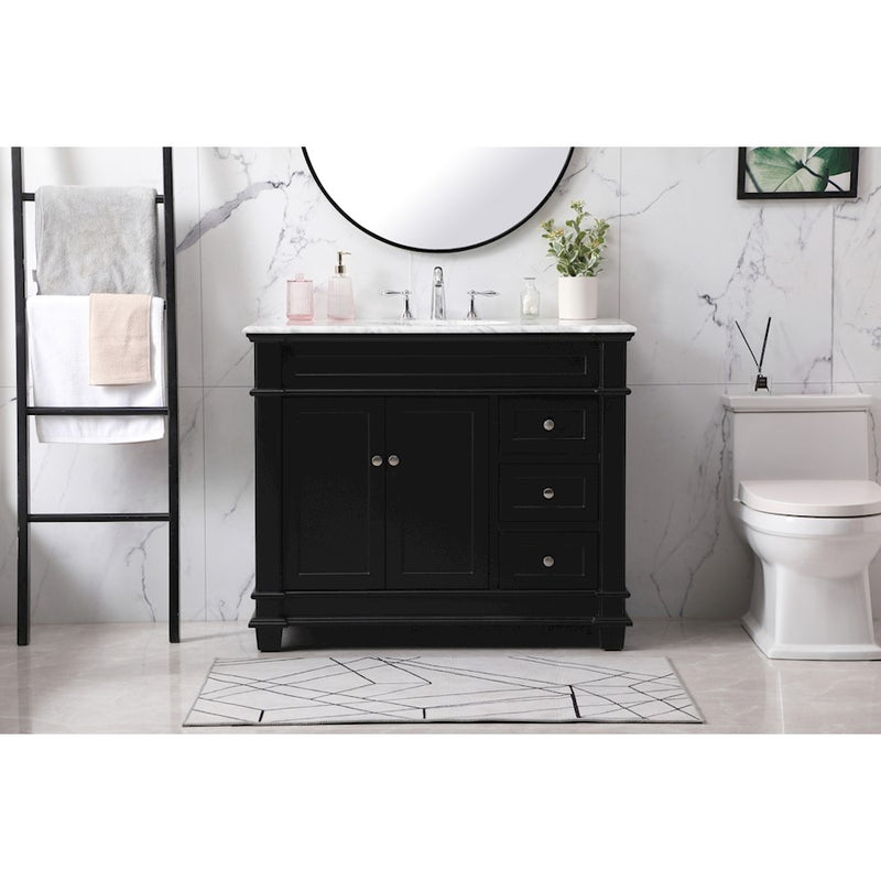Elegant Kitchen/Bath Wesley 42" Single Bathroom Vanity Set, Black