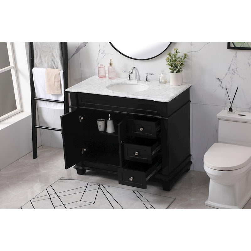 Elegant Kitchen/Bath Wesley 42" Single Bathroom Vanity Set, Black