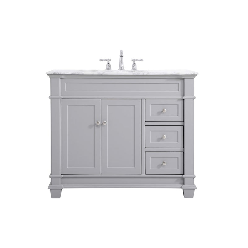 Elegant Kitchen/Bath Wesley 42" Single Bathroom Vanity Set, Grey - VF50042GR