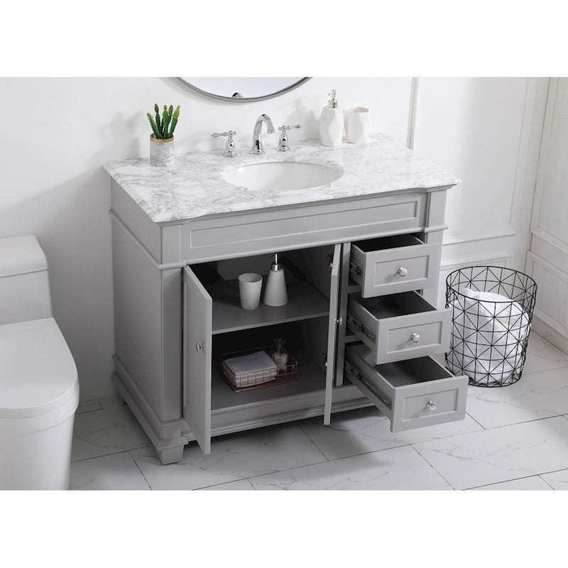 Elegant Kitchen/Bath Wesley 42" Single Bathroom Vanity Set, Grey