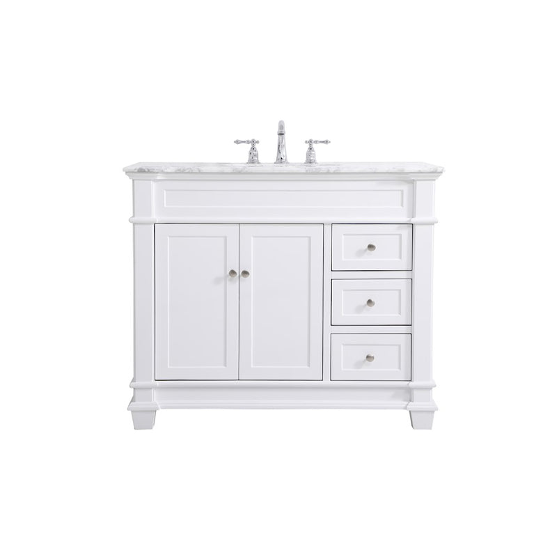 Elegant Kitchen/Bath Wesley 42" Single Bathroom Vanity Set, White - VF50042WH