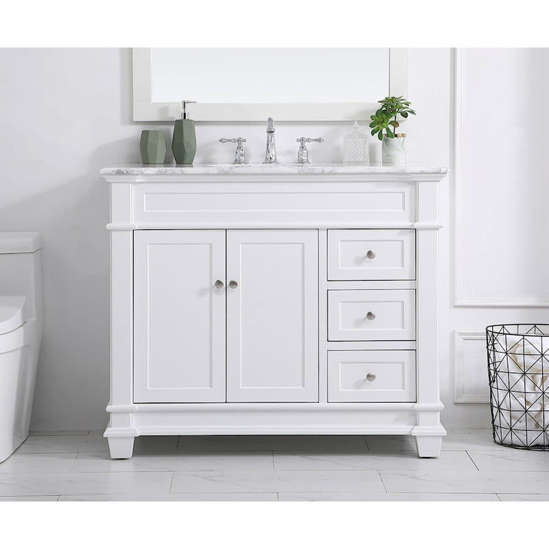 Elegant Kitchen/Bath Wesley 42" Single Bathroom Vanity Set, White
