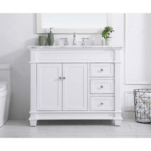 Elegant Kitchen/Bath Wesley 42" Single Bathroom Vanity Set, White