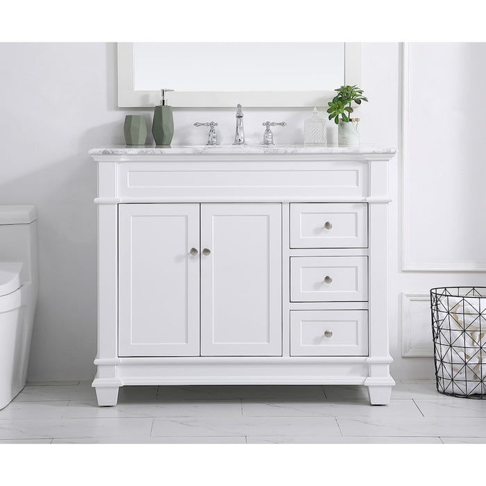 Elegant Kitchen/Bath Wesley 42" Single Bathroom Vanity Set, White