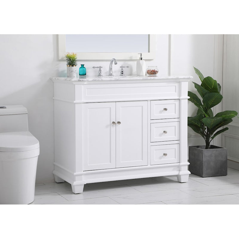 Elegant Kitchen/Bath Wesley 42" Single Bathroom Vanity Set, White