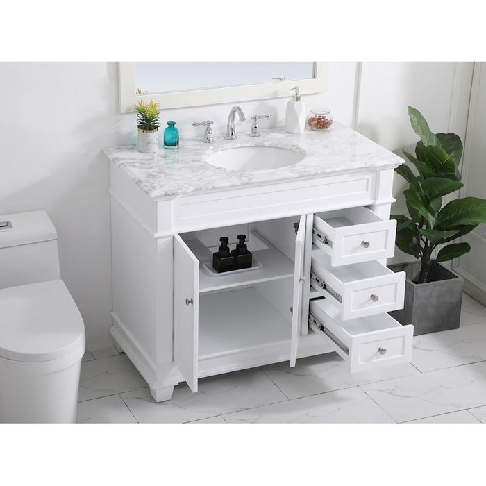 Elegant Kitchen/Bath Wesley 42" Single Bathroom Vanity Set, White
